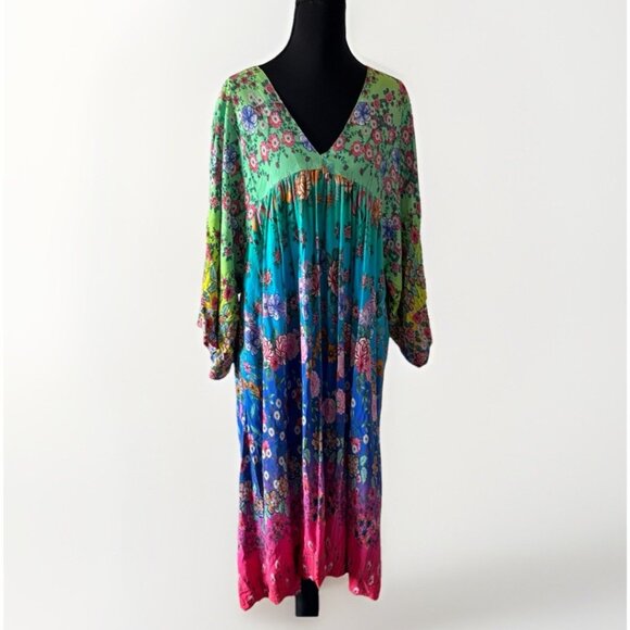 Johnny Was Rainbow Easy Cover Up Dress Womens Medium Boho Resort Travel - Picture 1 of 16